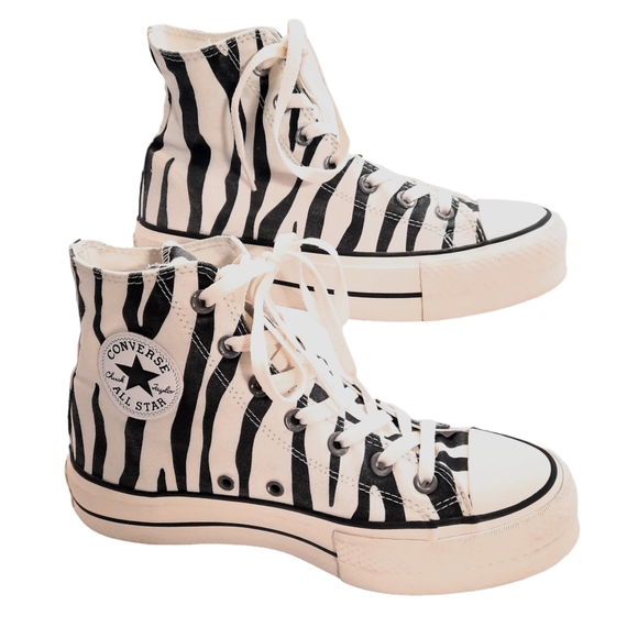 Converse Shoes Platform Zebra Converse High Top W 8 M 6 Wild Animal